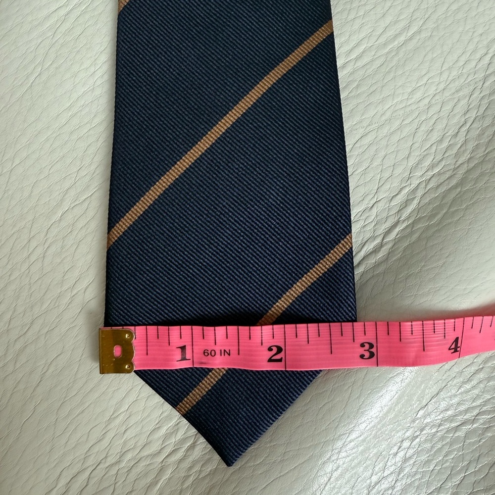 Brunello Cucinelli Blue and Tan Stripe Silk Tie - Picture 5 of 5